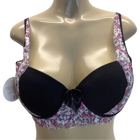 Massam Black and White Floral Lace Padded Bra Made in Brazil New with Tags - Picture 1 of 8